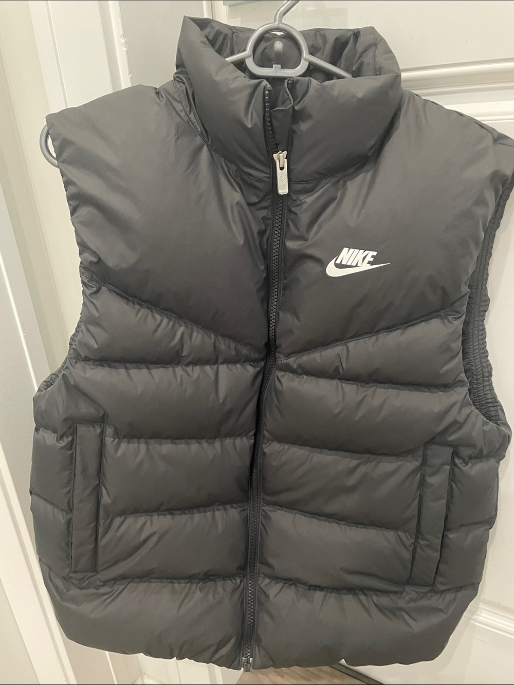Nike Women’s Black Puffer Vest with White Logo